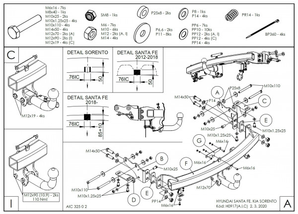 Hak holowniczy + moduł Kia Sorento 2 FL/ 3 od 2012
